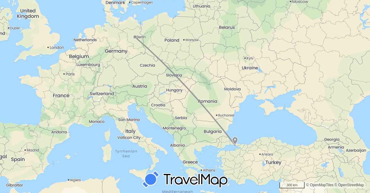 TravelMap itinerary: driving, plane in Germany, Turkey (Asia, Europe)